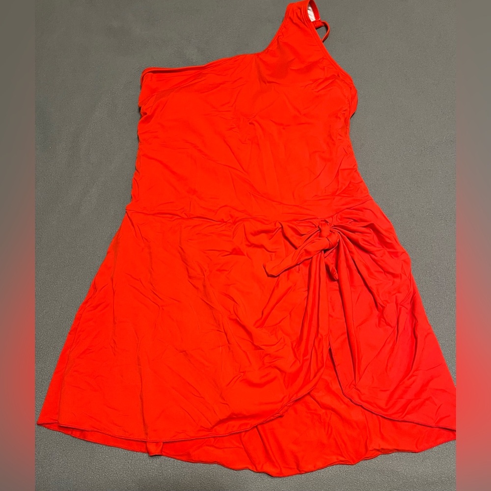 Tempt Me One Shoulder Swimsuit with Skirt Tummy Control, Size XL, NWT